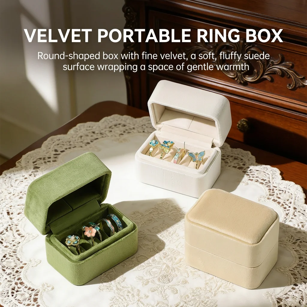 

Portable Earrings Box Soft Jewelry Storage Box Flip Open Jewelry Organizer Delicate Velvet Jewelry Box For Gifting