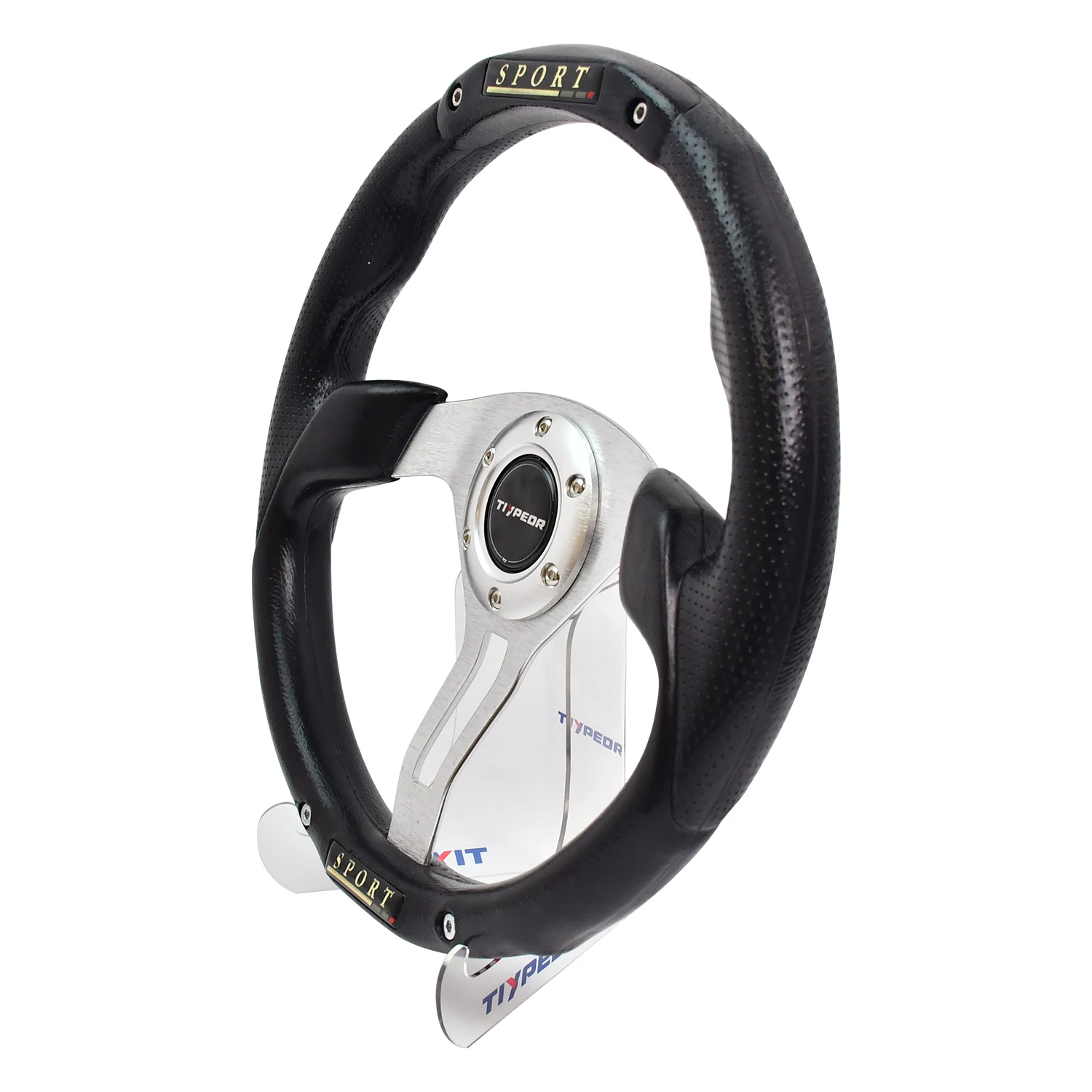 

350mm 14inch PU Universal Steering Wheel with Strip Hole Bracket 40mm Deep for Racing Car