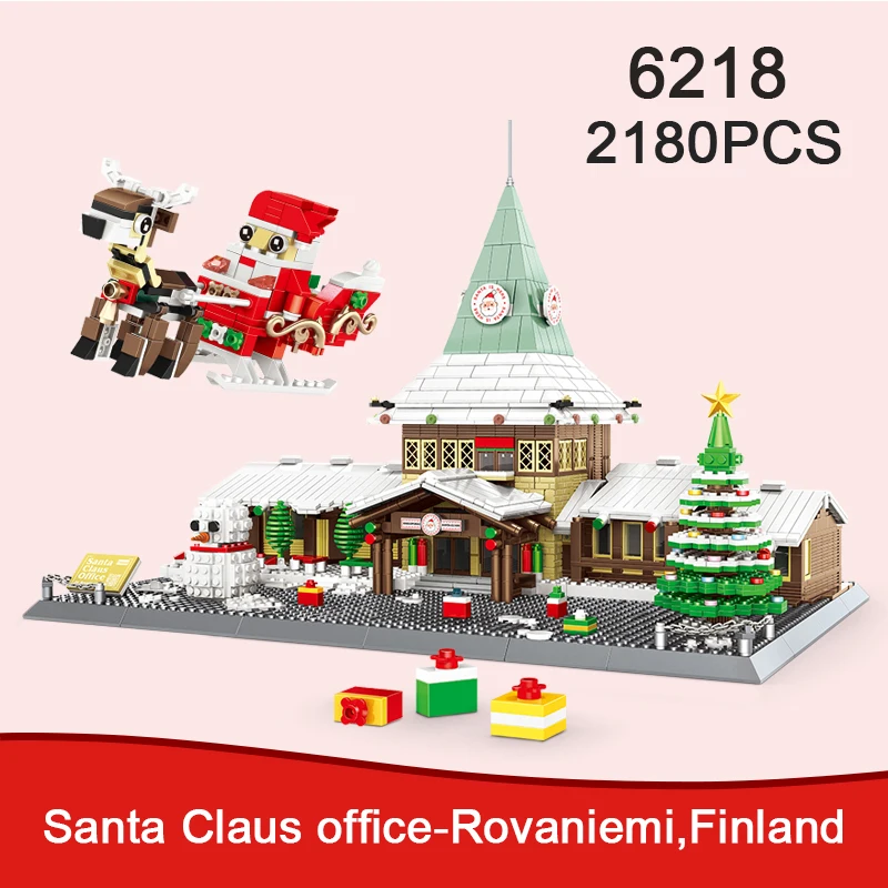 

Christmas Puzzle Building Block Set Santa Claus office MOC Bricks 2180pcs Kid's Educational Toy 6218