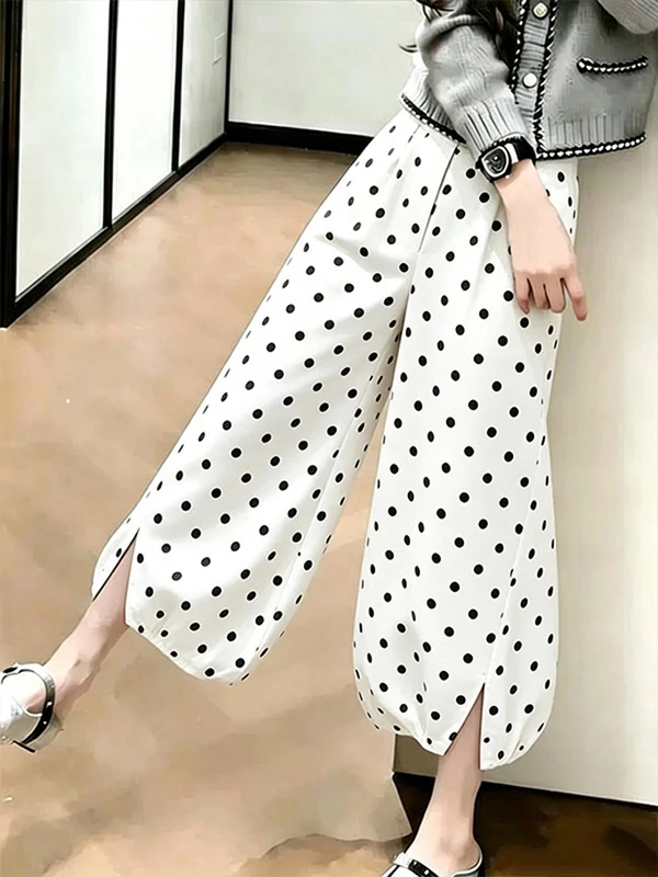 

Summer 2026 High Waist Polka Dot Comfortable Women's Casual Pants Loose Fashionable Bloomer Style Long Trousers Ladies' Premi...
