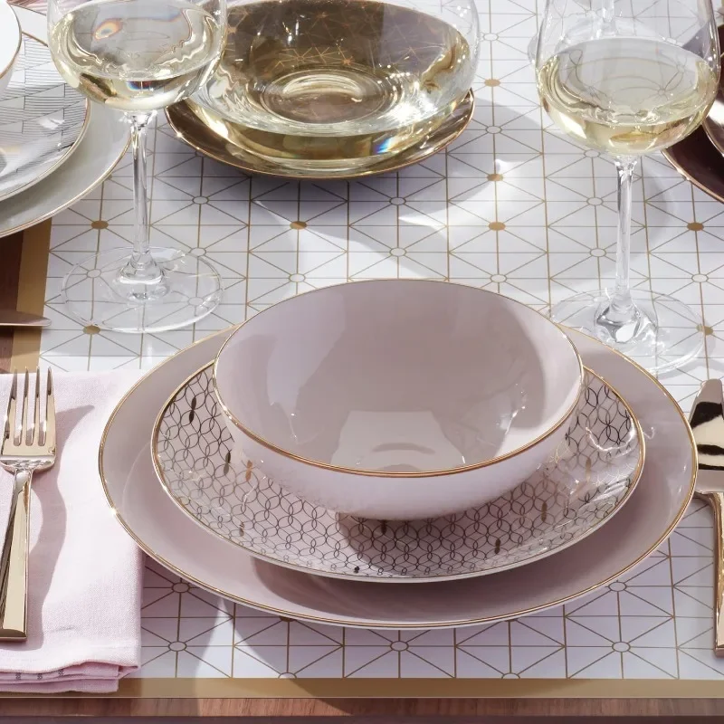 Lenox Trianna 블러쉬 디너웨어 세트, 4 종 세트, 5.50 LB 핑크 접시 및 접시 세트