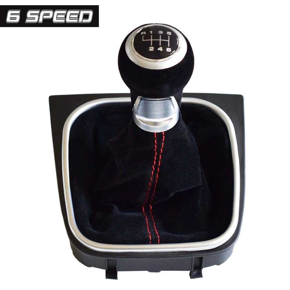 Suede Leather Car Stick Knob HandBall For Volkswagen VW Golf 5 Golf 6 MK5 MK6 R32 GTI 2004-2009 Car Manual 5 6 Speed Gear Shift