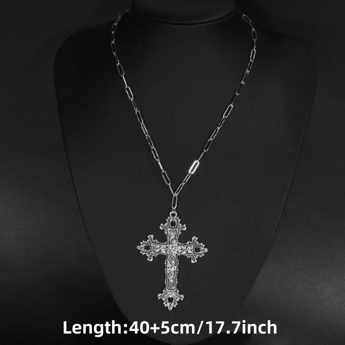 Gotische Blumen-Großkreuz Y2K Damen Creolen Halloween Hexerei Kruzifix Ohrringe Ästhetischer Boucle Oreille Schmuck – Detail 13