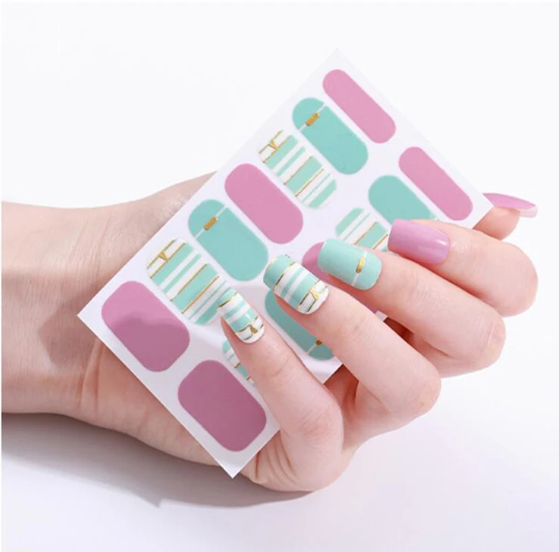 Französisch Full Cove Nagel Aufkleber drücken auf selbst klebende Nagel Wraps Nail Art Dekor Aufkleber Schönheit gefälschte Nägel Weihnachten Neujahr gefälschte Nägel