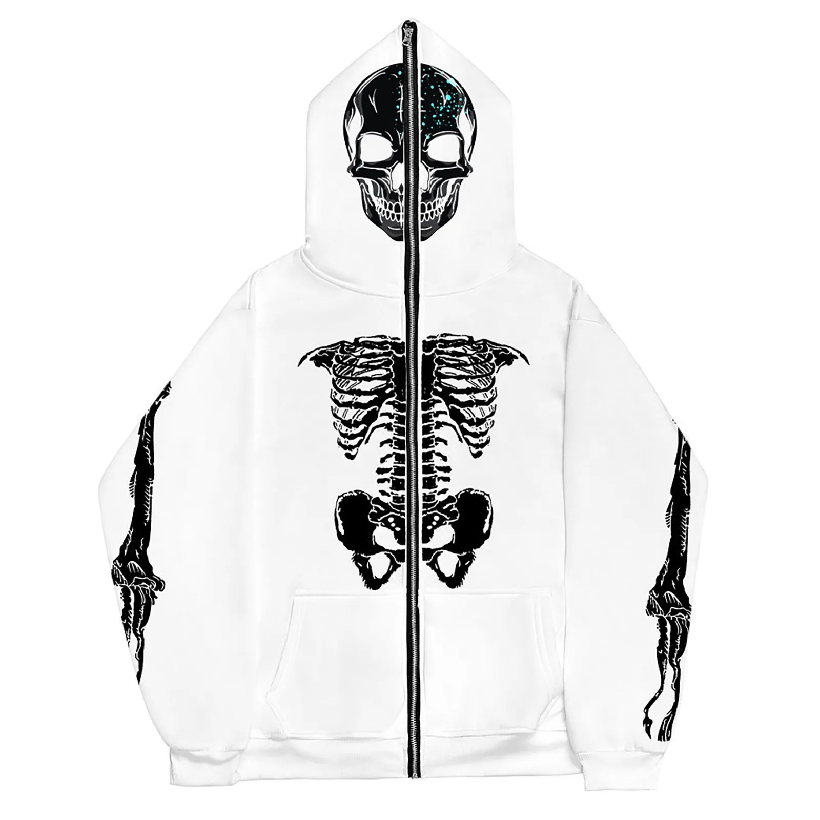 

Men's Glow In The Dark Skeleton Costume Zip Hoodie Hoodie Pullover Men