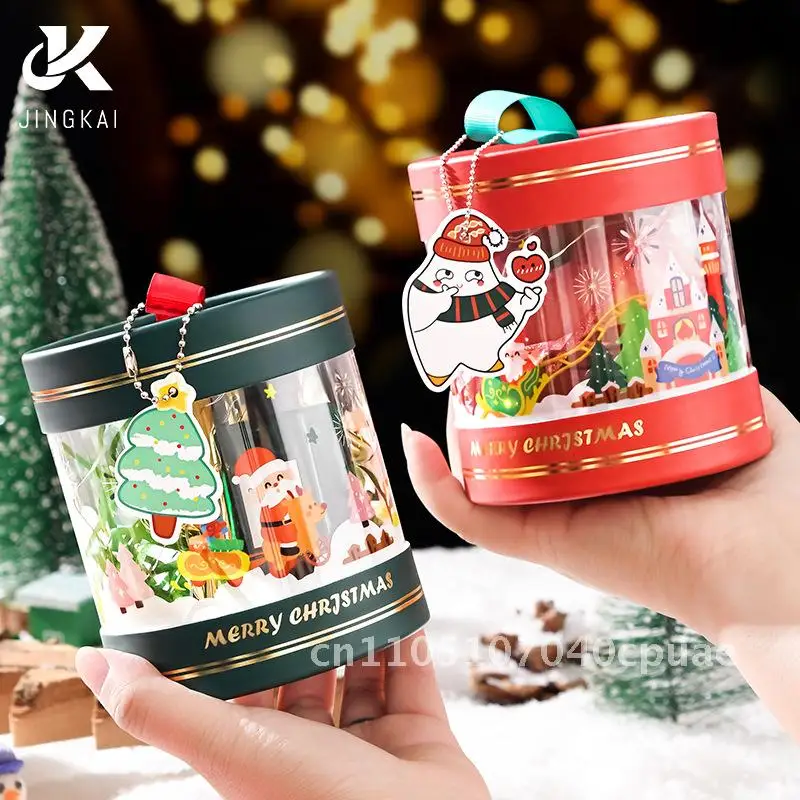 

Christmas Apple Box Packaging Box Transparent Cartoon Gift Box Christmas Eve Apple Candy Box