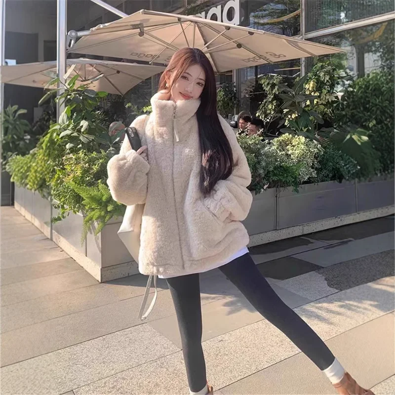 

Женское зимнее пальто из овечьей шерсти Maillard, минималистичные теплые топы, студенческая утепленная куртка с воротником-стойкой и хлопковой подкладкой