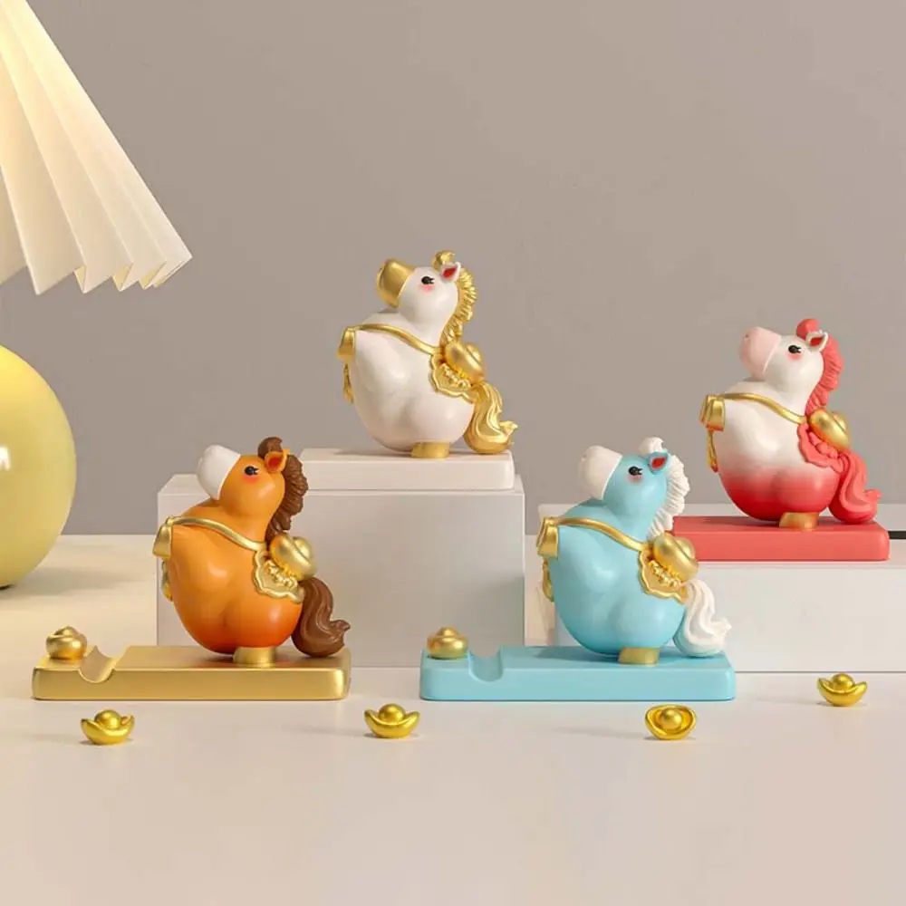 الحصان التميمة زودياك المهر حامل هاتف الراتنج المهر شكل حامل هاتف المحمول 2026 الحصان سنة صغيرة حلية حامل جوّال بلاستيكي الخليوي #3