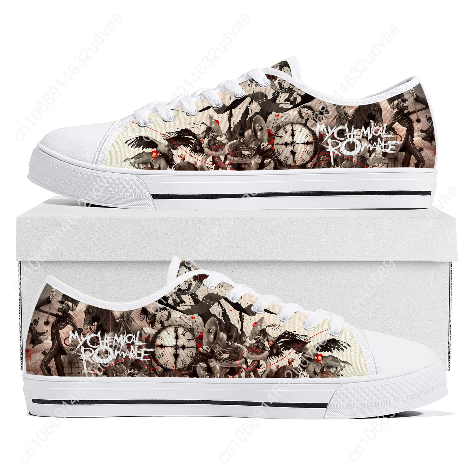 My Chemical Romance Low Top Shoes Man Woman Teenager Canvas Casual Sneaker Sneakers Couple Footwear Custom Shoe White