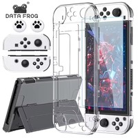 DATA FROG Crystal Shell Protective Case Cover tible-Switch OLED Console Protective Case Game Console Accessories