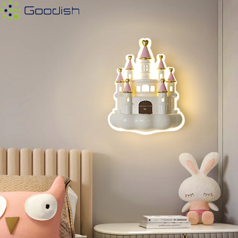 Modern Simplicity Cute Cartoon Fairy Tale Palace Castle LED Wall Lamps Art Creative Light for Bedroom Home Decoration Chandelier