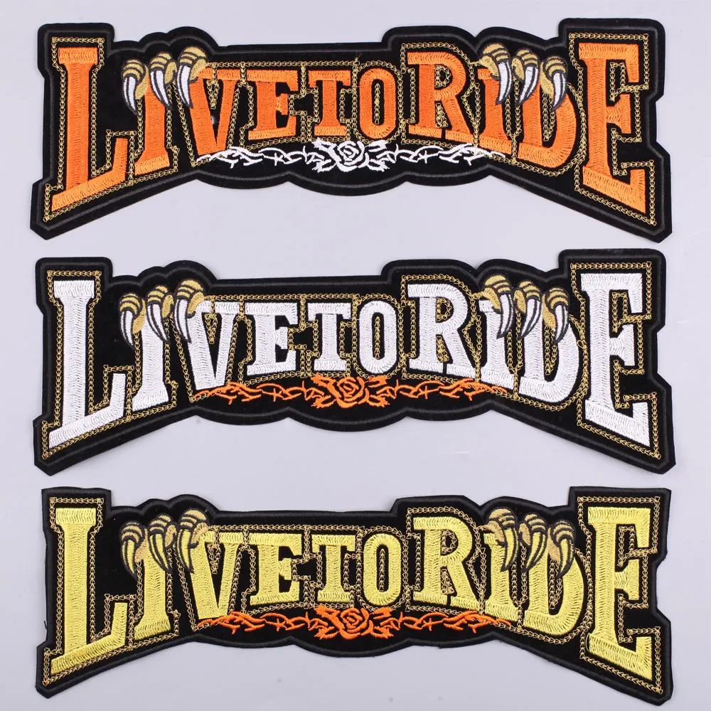 

Live To Ride Eagle Embroidery Patch for Jacket Clothing Back Decor Repair Motorcycle Animal Claw Large Iron or Sewing Appliques