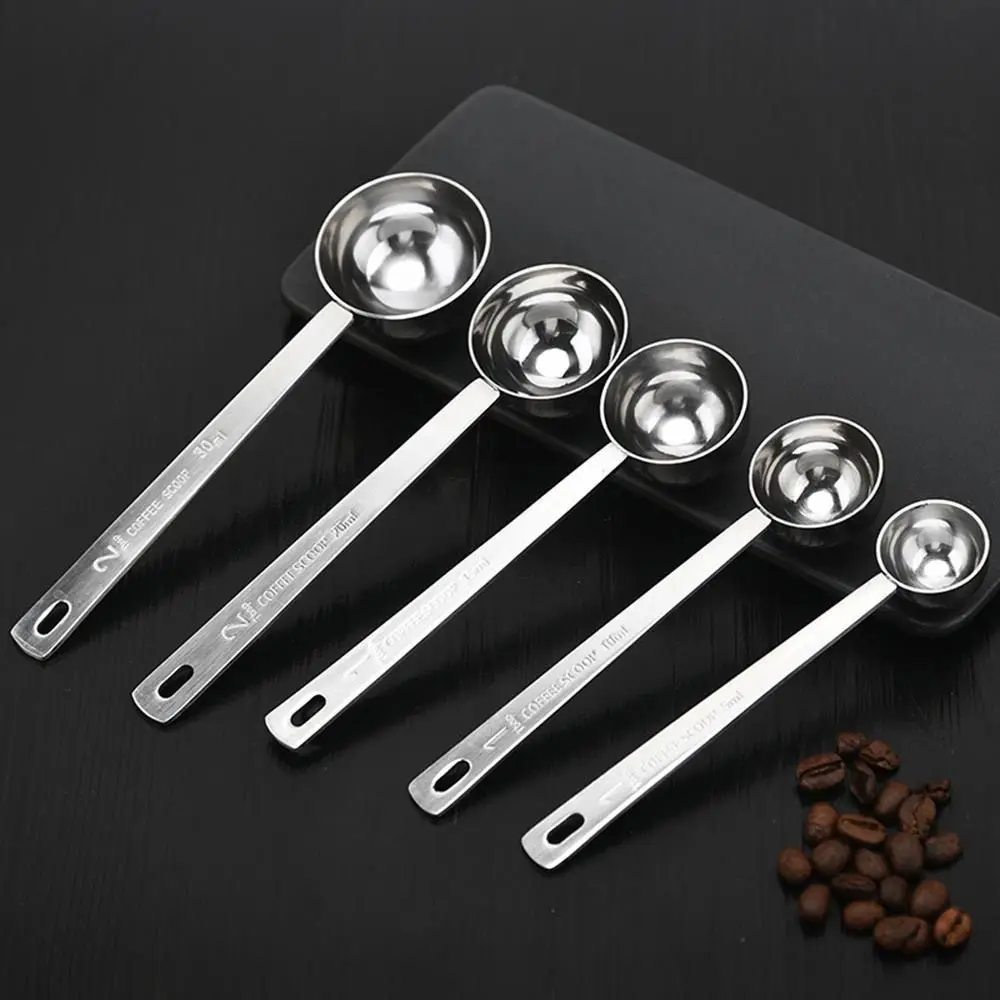 High-quality Stainless Steel Measuring Spoon Blending Thicken Coffee Scoop 5/10/15/20/30ML Powder Spoon Coffee