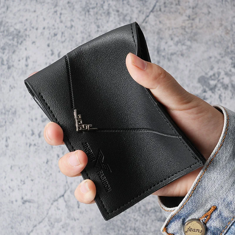 Men's Short Design Coin Purses Male Fashion Folding Wallet Multi-card Lots Card Holder High Quality PU Leather Slim Money Bag