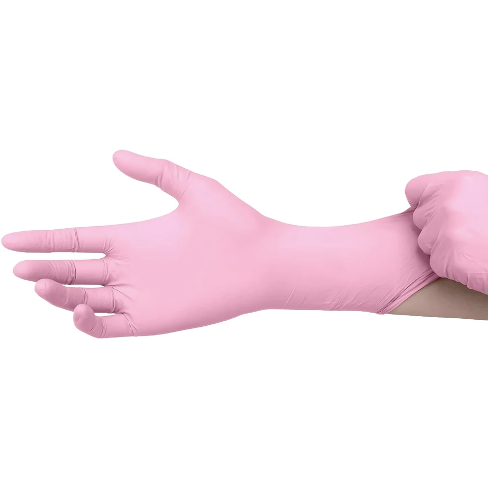50/100PCS Light Pink Nitrile Gloves Disposable Powder Free Soft Flexible Handwear Beauty Hair Salon Cleaning Daily Use Supplies view 2