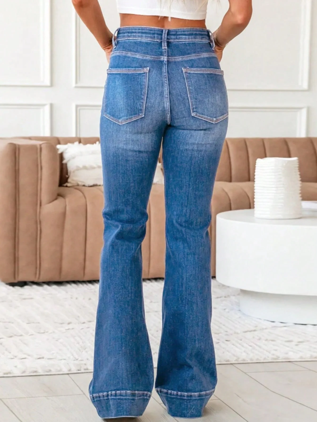 سراويل نسائية طويلة كاجوال من قماش الدنيم المضيء، سراويل جينز أنيقة قابلة للغسل للارتداء اليومي المريح، جيدة غير حساسة