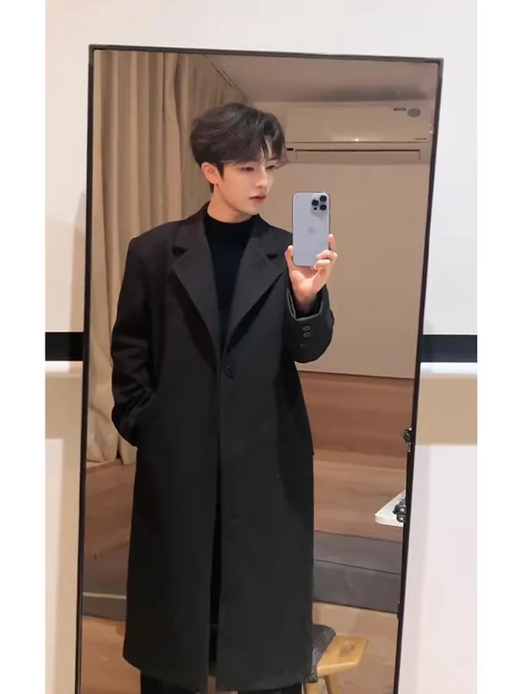 

Новая зимняя мужская куртка из корейского фланеля средней длины в британском стиле, высококачественная шерстяная ветровка