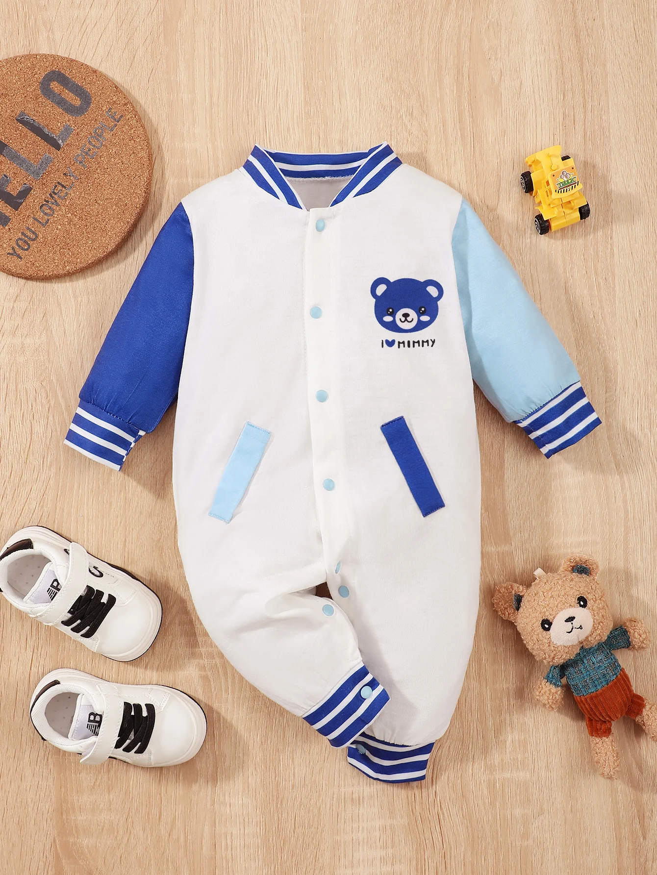 

Summer 0-1 Years Old Infant Baby Boys Bear Printing Casual Rompe