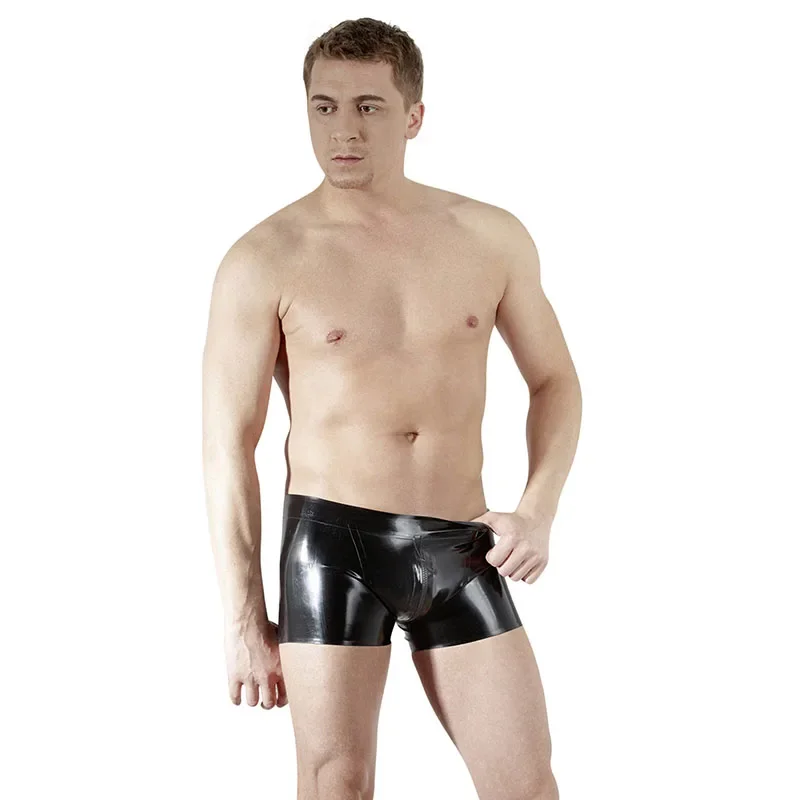 

Plus Size Wetlook Boxershorts Men Sexy Zipper Front To Back Men's Underwear Vinyl Leather Shiny Boxer Shorts Erotic Panties