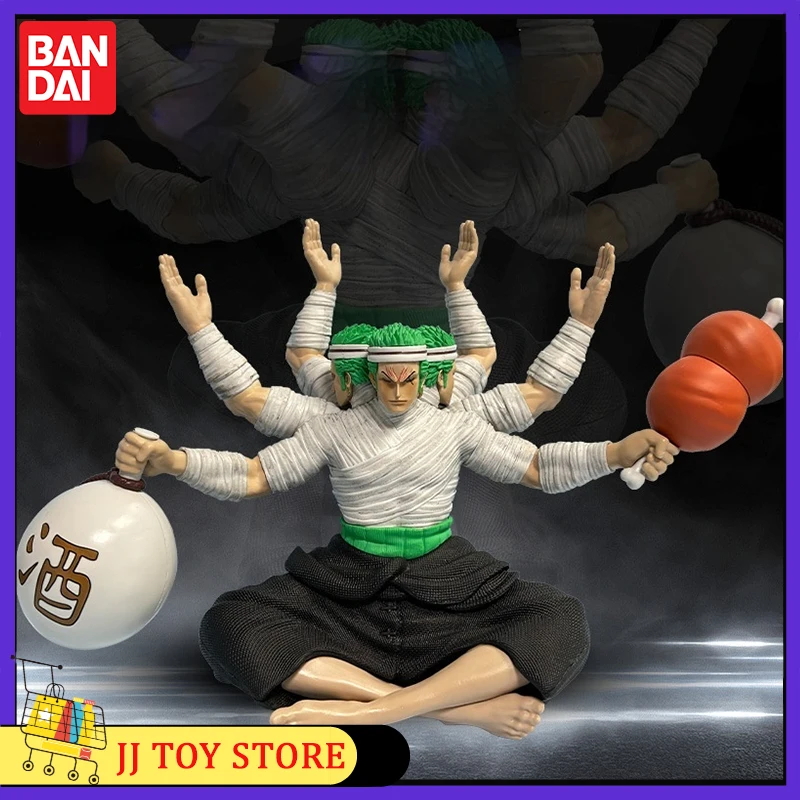 

26cm Anime One Piece Action Figurine Roronoa Zoro Bandages Three Heads Six Arms Zoro Wine Meat Pvc Model Desktop Decoration Gift