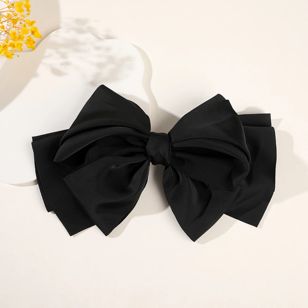 Koreanische Mode Kopf bedeckung elegante Haars pangen für Mädchen solide Satin band Pin Bogen Clip Haarnadel Stirnband Haarschmuck für Frauen – Detail 11