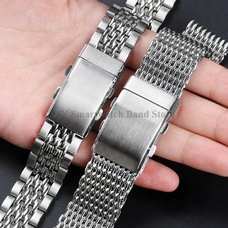 18mm 20mm 22mm Stainless Steel Watch Buckle Double Push Button Buckle Adjustable Diver Folding Clasp Watch Band Buckle Accessory