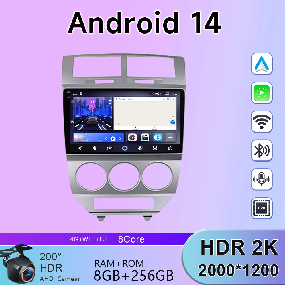 

Car Radio Android Auto For Dodge Caliber 2007 - 2010 GPS Navigation Video Stereo Multimedia Player Screen 5G WIFI BT No 2din DVD