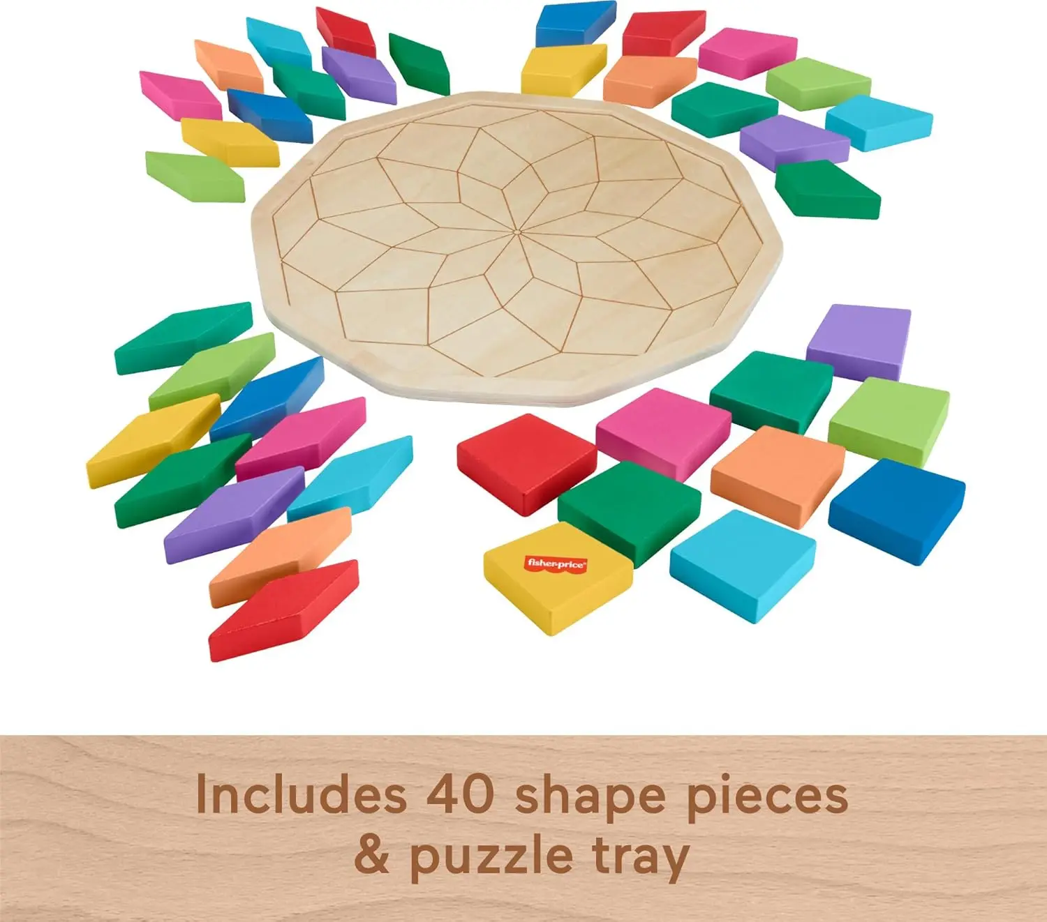 Holz-Vorschulspielzeug-Mandala-Puzzle mit geometrischem Design, 41 Holzteile für Kinder ab 3 Jahren ​