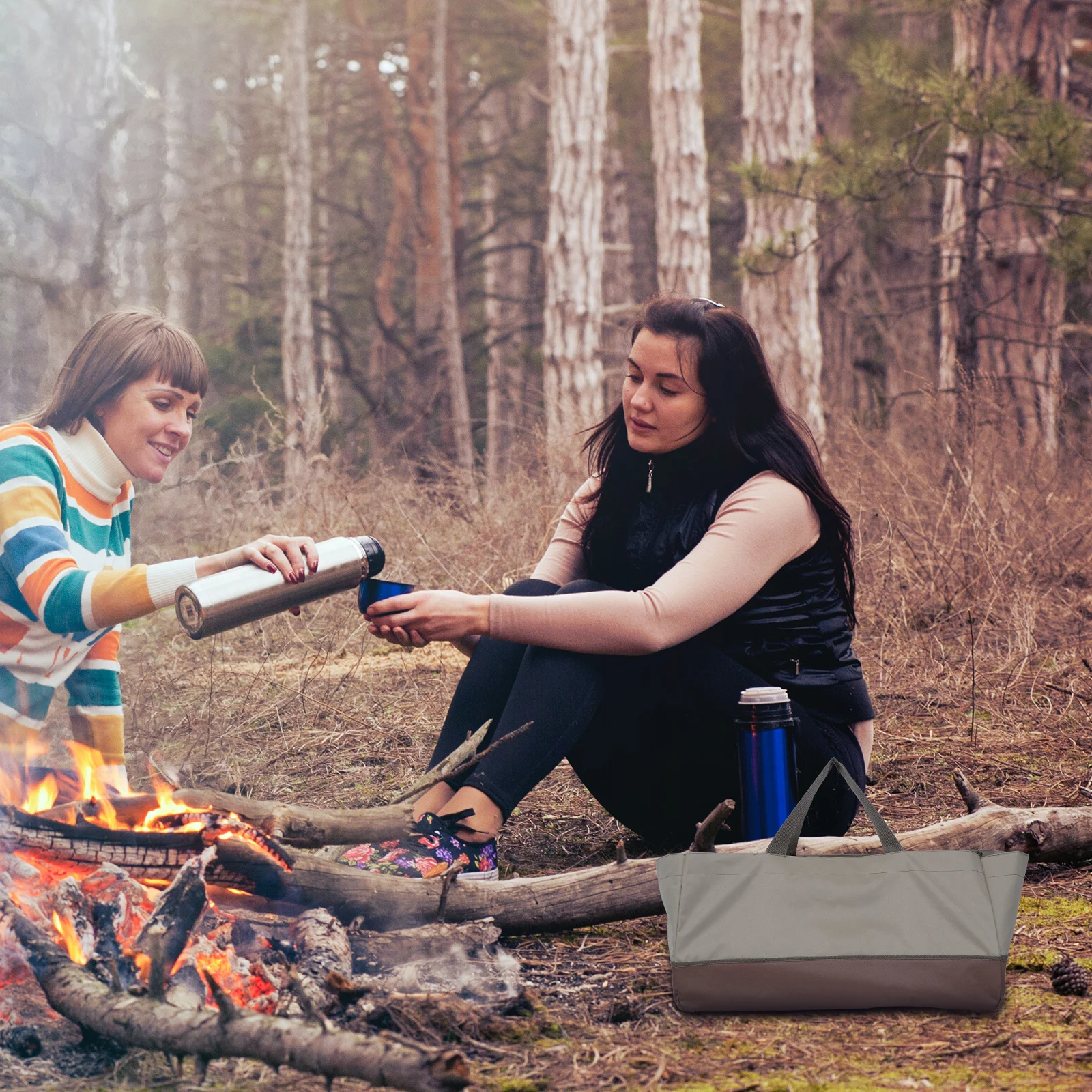 

Сумка-тоут из ткани Оксфорд, большая вместительная складная сумка для бревен для хранения костра, сумка для древесины, несущая конструкция