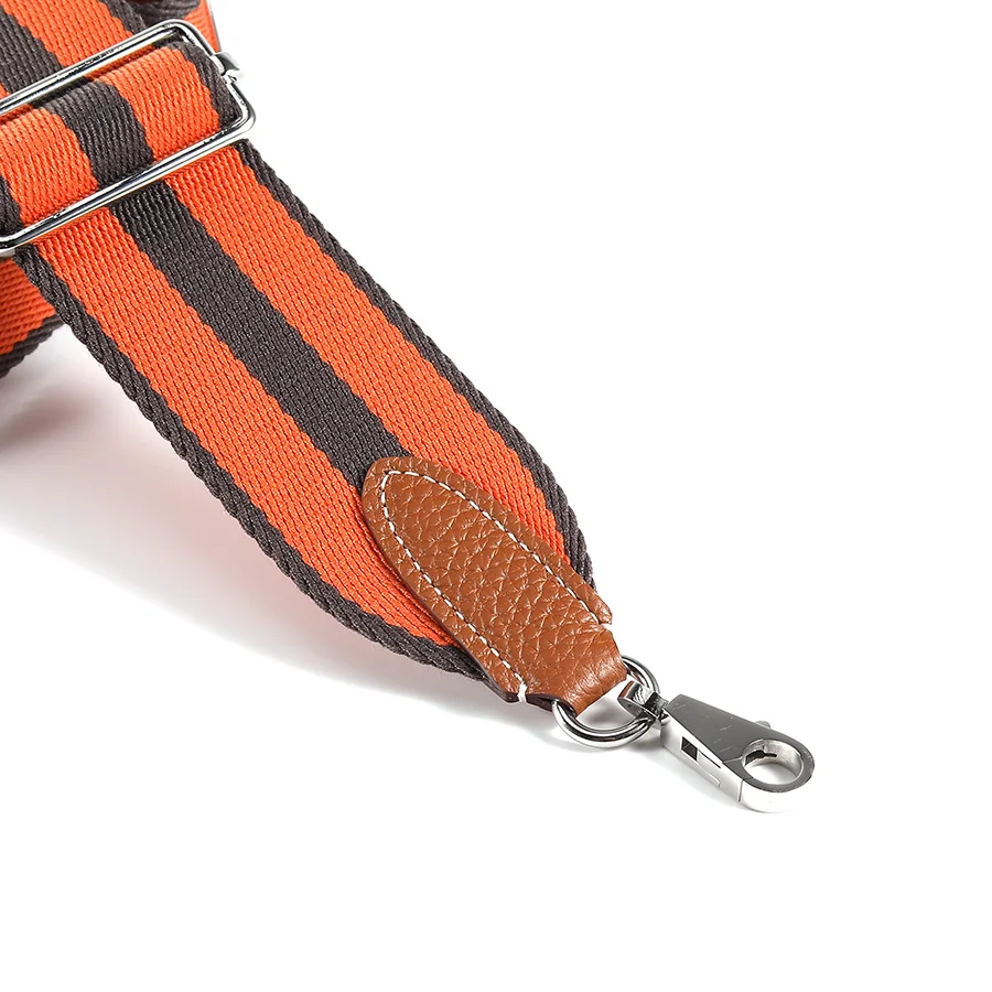 حزام قماش مخطط برتقالي بعرض 5 سم، حزام كتف قابل للتعديل من جلد البقر توغو، مناسب لإكسسوارات حقيبة كيلي DIY #3