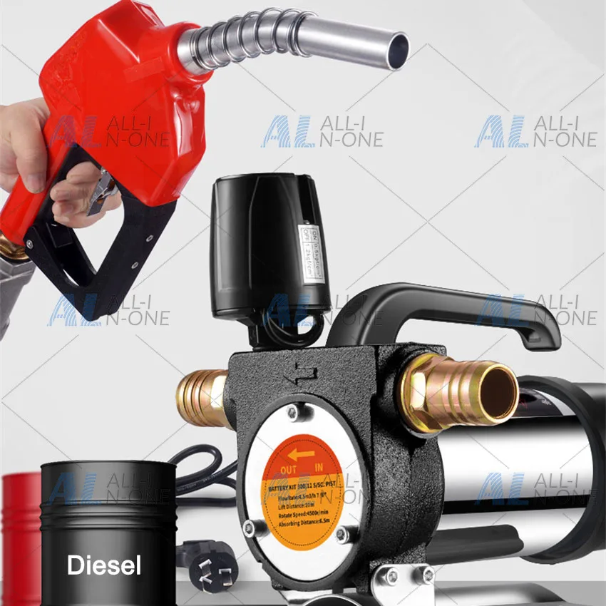 Bomba de Transferência de Combustível 12V/24V/220V para Bomba Autoescorvante de 990W com Parada Automática, Bomba Elétrica de Óleo para Distribuição de Combustível