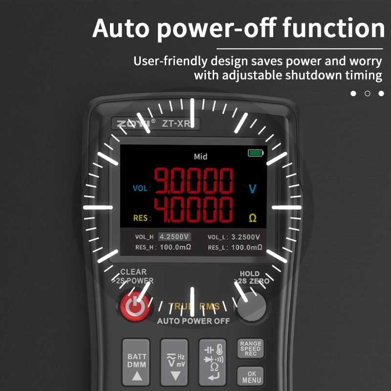 ZOYI ZT-XR1 Digitalmultimeter, Batterie-Innenwiderstandstester, Spannung, Diode, Innenwiderstand, Kapazität, multifunktional – Detail 12