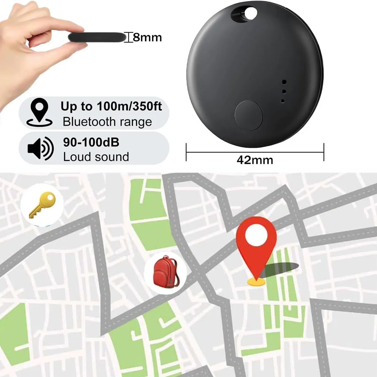 Air Tag per Android o iOS Dual System Bluetooth Tracker Smart Tag Funziona con Trova il mio o Google Trova l'APP Hub Localizzatore di oggetti