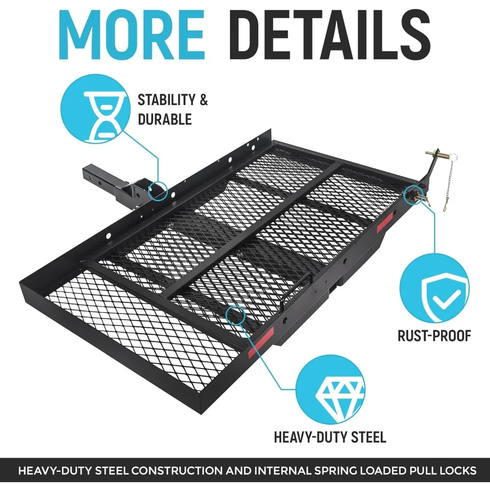 46,2 x 26,8 x 38,7 Zoll Anhängerkupplungsträger mit Rampe, faltbar, 500 Pfund Kapazität, Anhängerkupplungsmontage, Stahl-Rollstuhlträger, Mobilität