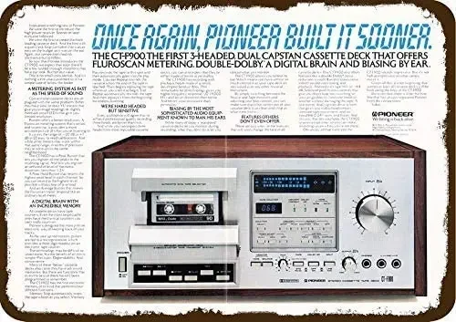 1978 Pioneer Mvh Ct F900 Stereo Tape Recorder Garage Aluminum Signs Country Home Kitchen Coop Decor 8x12Inch