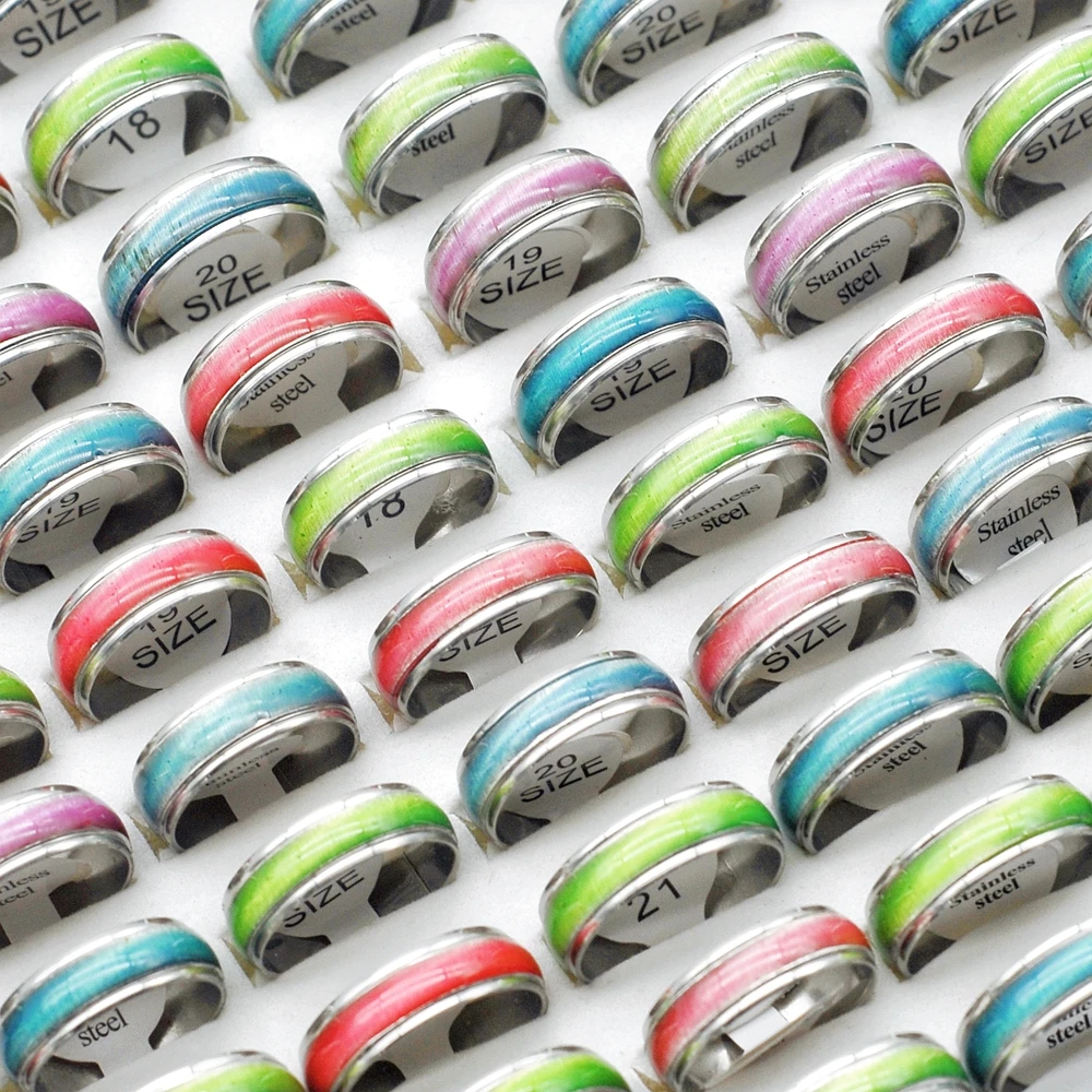 Bulk Lots 50pcs Teenage Colorful Cute Cat Eye Rings For Women Girls Luxury Charm Trend Accessories Friends Gifts Jewelry 3izard