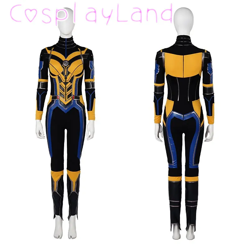 Ant 3 Quantumania Superhero Wasp Cosplay Hope Van Dyne Costume Heroine Battle Jumpsuit with Props Shoes Helmet Outfit