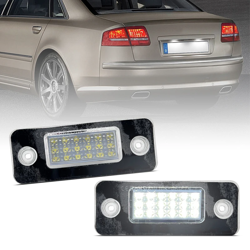 

2Pcs White LED License Plate Light For Audi A8 S8 Quattro D3 4E2 4E8 2002-2010 Replace OEM 4E0943021 4E0943022