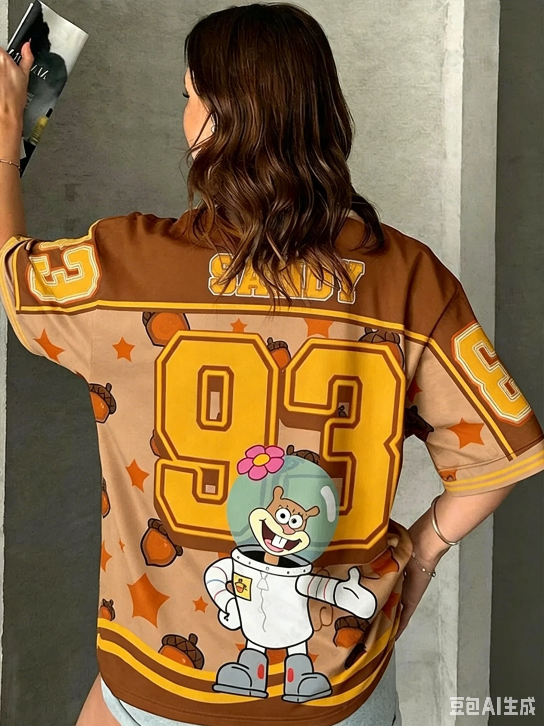 New Trendy SpongeBob SquarePants Printed Men's T-shirt, Women's Children's Parent Child Summer V-neck Sports Street Wear Y2K Top