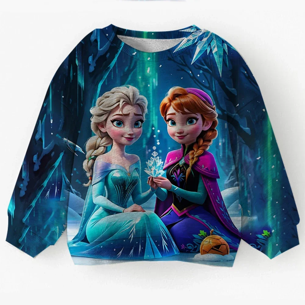 

Children's Autumn Sportswear Fashion Disney Princess Print Cartoon Print Round Neck Baby Girl Top Loose Long Sleeved Baby Boy T-