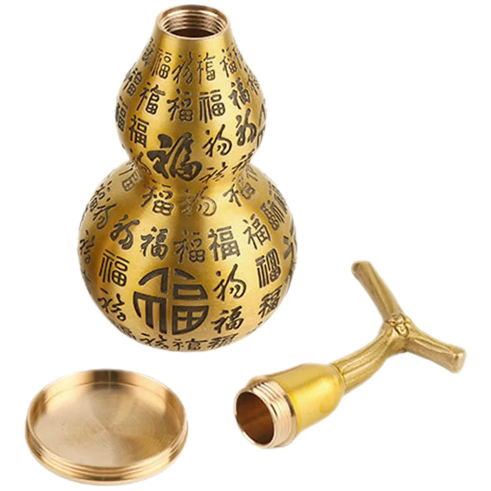 

Brass Gourd Statue Vintage Table Decor Home Office Desktop Decoration Chinese Wealth Gourd Craft Figure