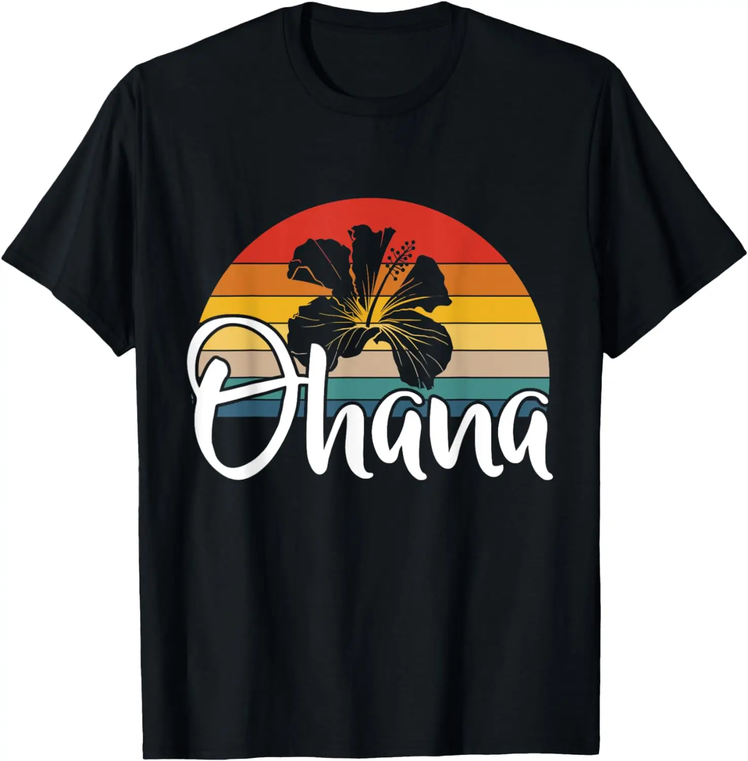 

Ohana Hawaii Hibiscus Flower 70s Retro Family Holiday T-Shirt