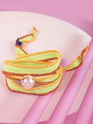 Ethnic Style Fabric Bracelet Children's Jewelry Adjustable Wrap Around Lacing Bracelet Colorful Trendy Jewelry Gift for Kids