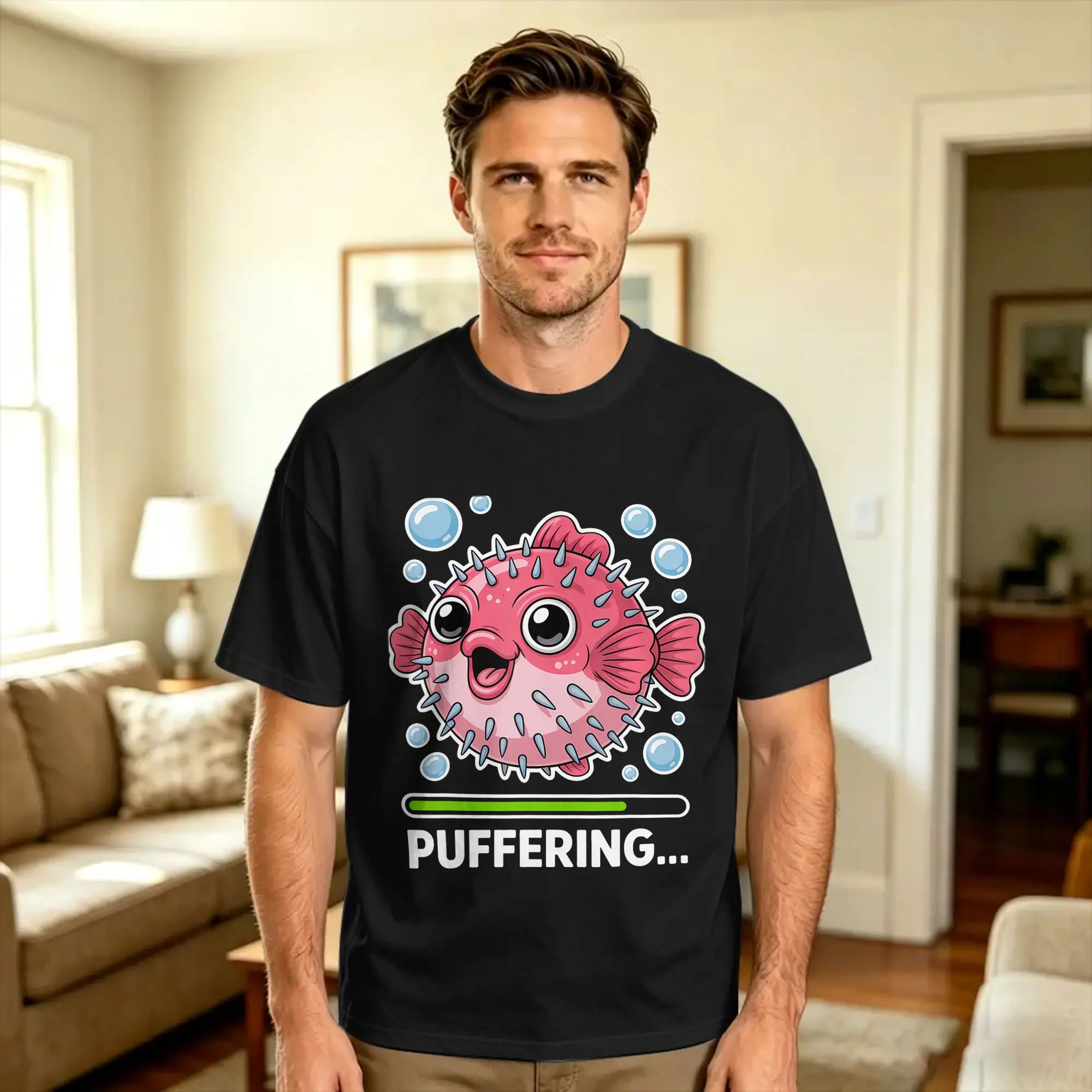 Men Women T Shirt Pufferfish Puffering Blowfish Funny Pufferfish T Shirts Hip Hop  Summer Tees Y2K Funny Cotton Tops Gift