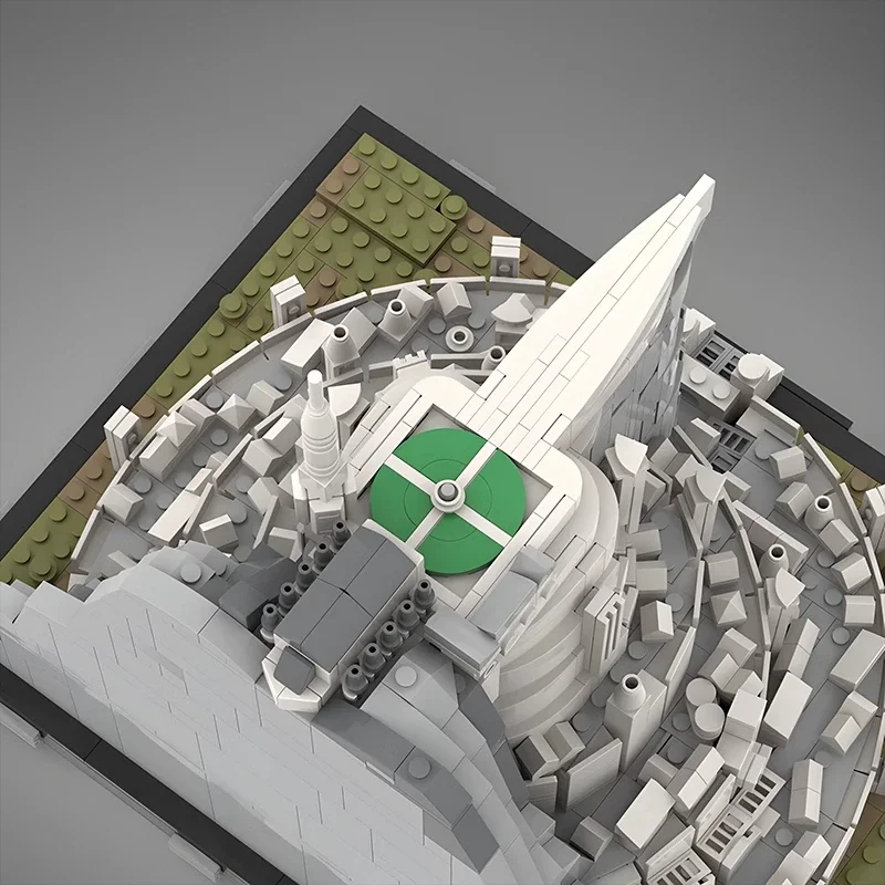 MOC Ring Film ville blanche médiévale LOTR château vue sur la rue modèle bloc de construction scène modulaire brique jouet éducatif enfants cadeau
