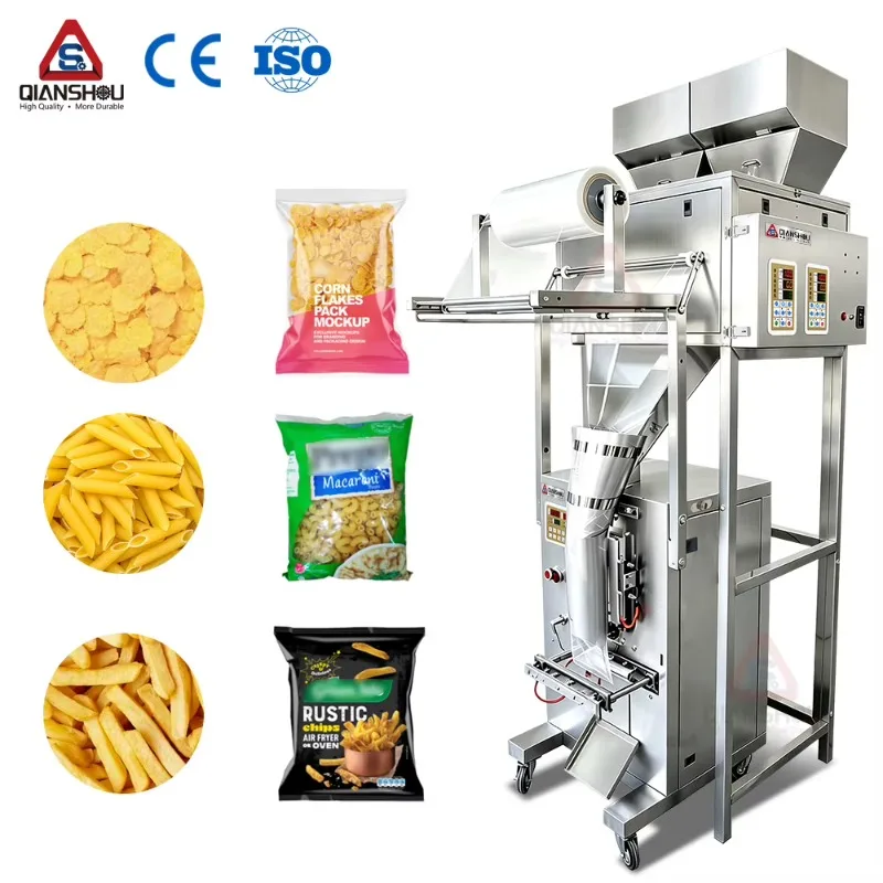 QS Multi-Function Packaging Machine Automatic Vertical Packing Machine For Corn Flakes Macaroni Pasta With Dual Weigher