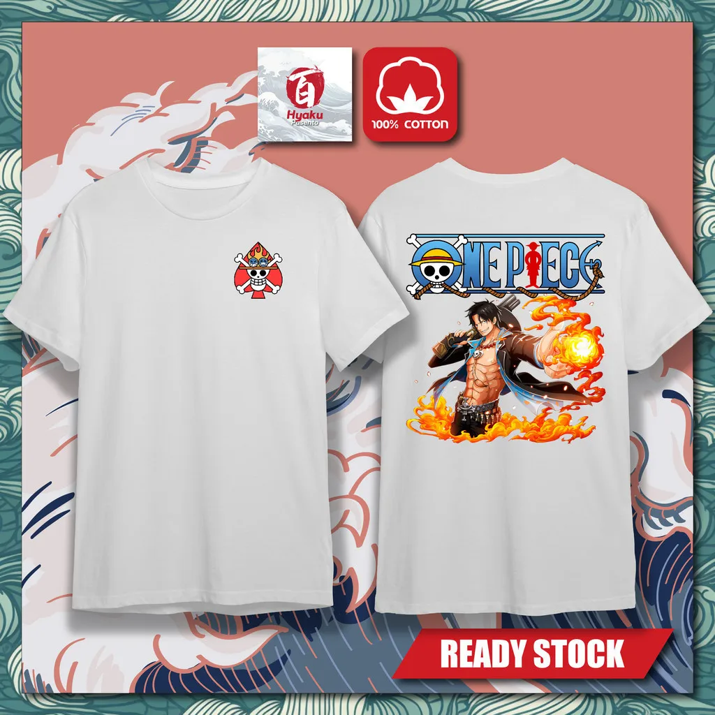 

ONE PIECE Cotton Unisex T Shirt Baju Lelaki Wanita Perempuan Anime Graphic Tee Fashion Round Neck Short Sleeves Men Women