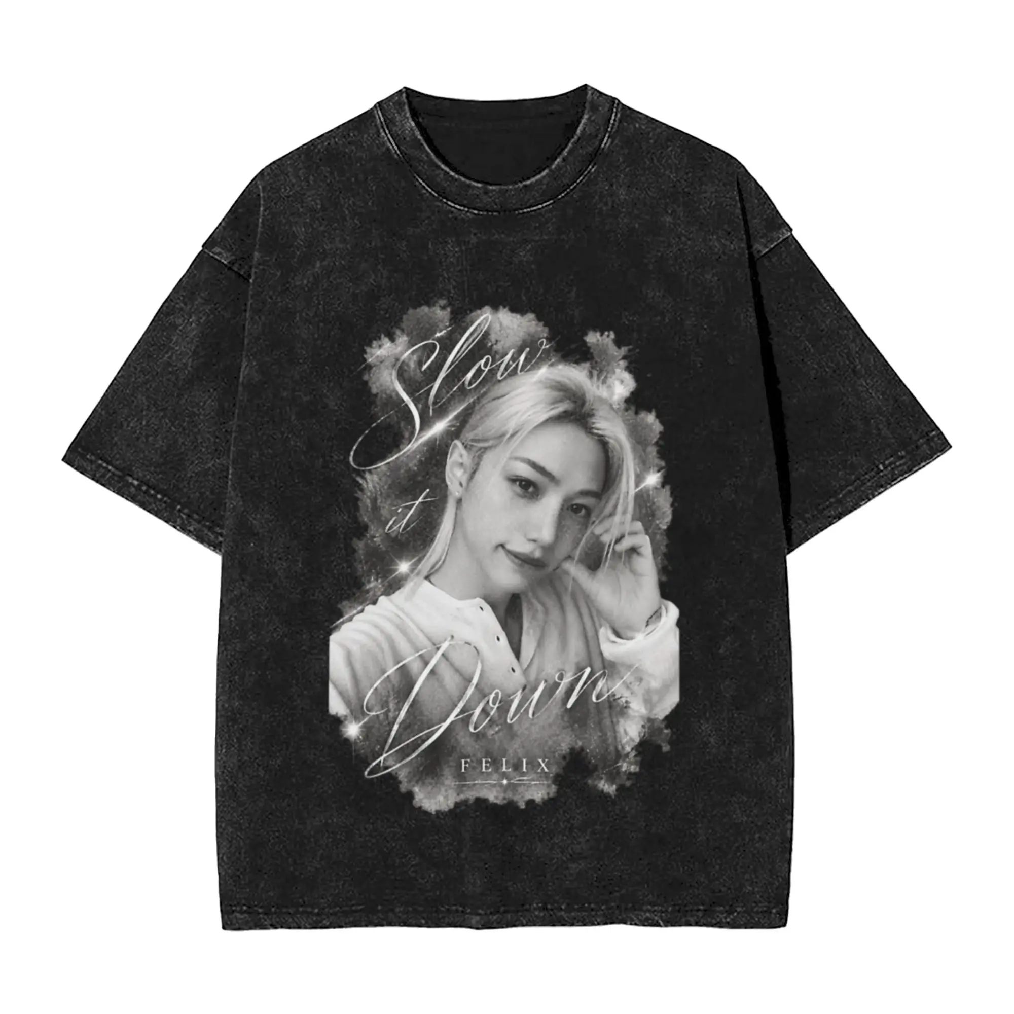 Felix Slow It Down Pink Grunge Portrait Unique Cool A Vintage Oversized Cotton Unisex T-Shirts