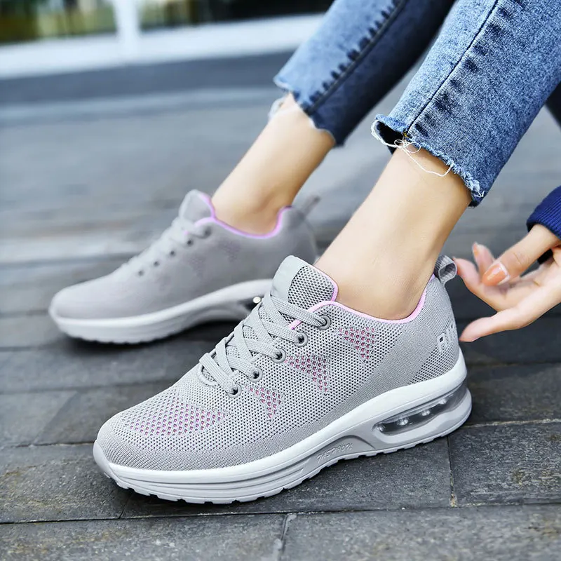 Fashion Sneakers Women Shoes Stretch Fabric Air Cushion Sports Shoes Woman Platform Shoes Ladies Loafers Student Casual Shoes
