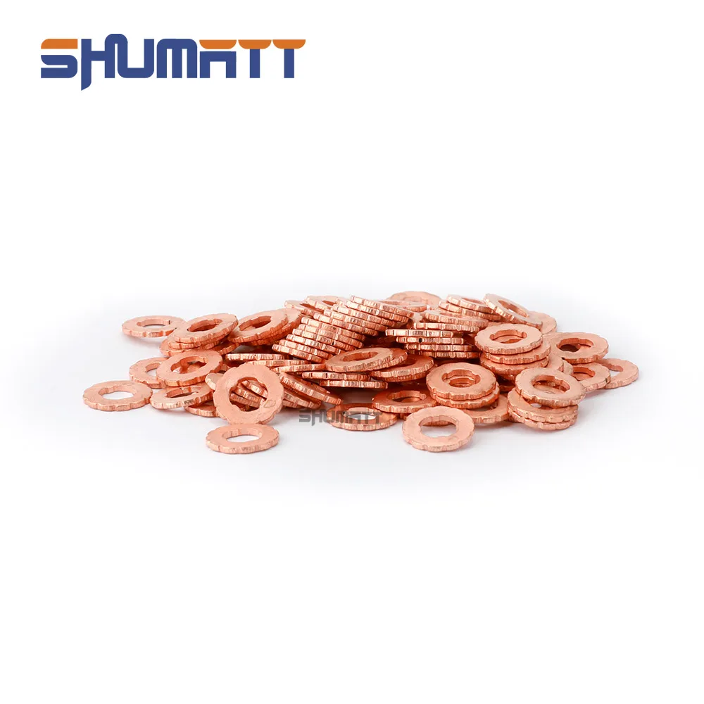 

100PCS F00RJ02175 14.5*7.7*1.5mm Oil Injector Nozzle Copper Gasket With Gear For Injector 0445120030 China Made New